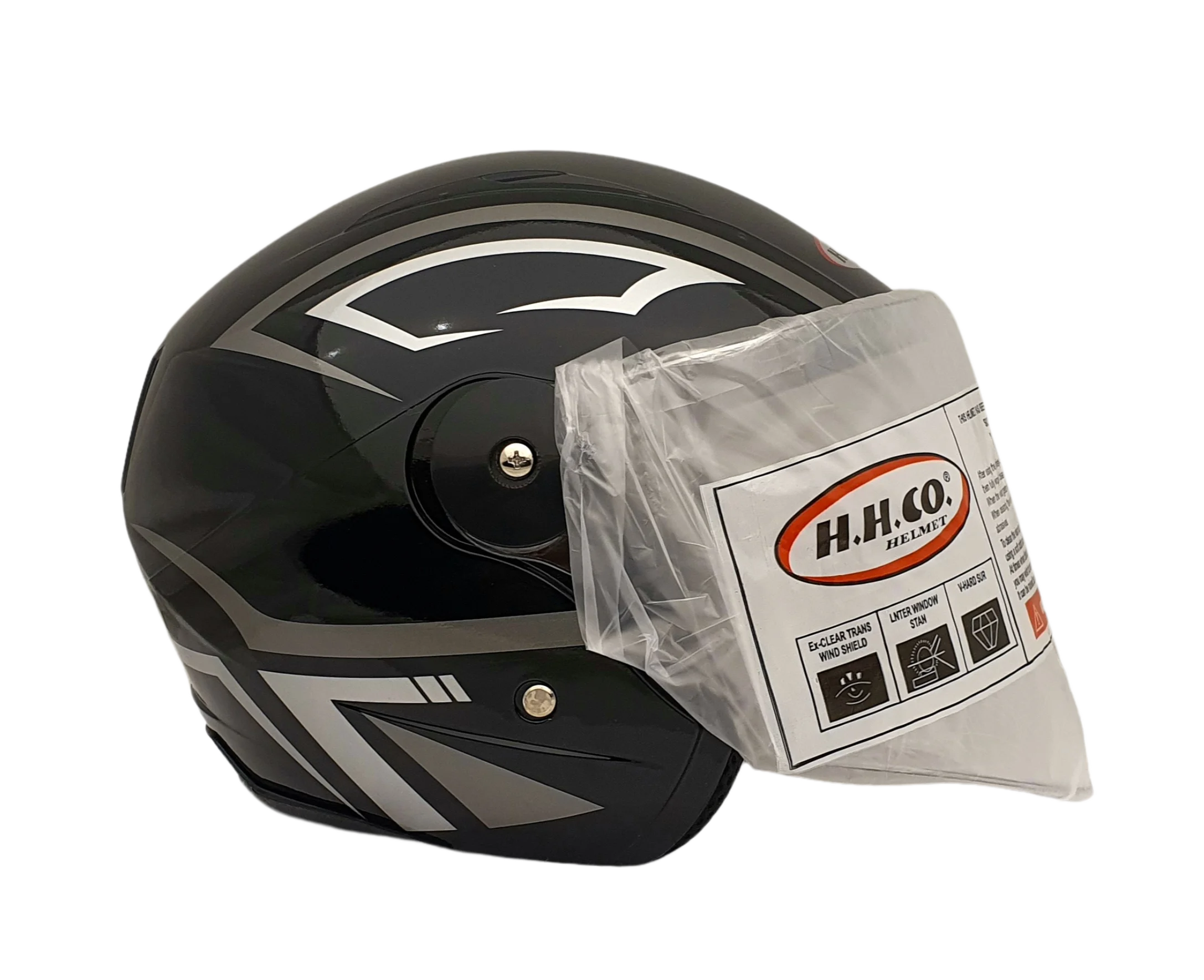 CRUSH 20 BLACK SILVER SHINE Helmet Side View